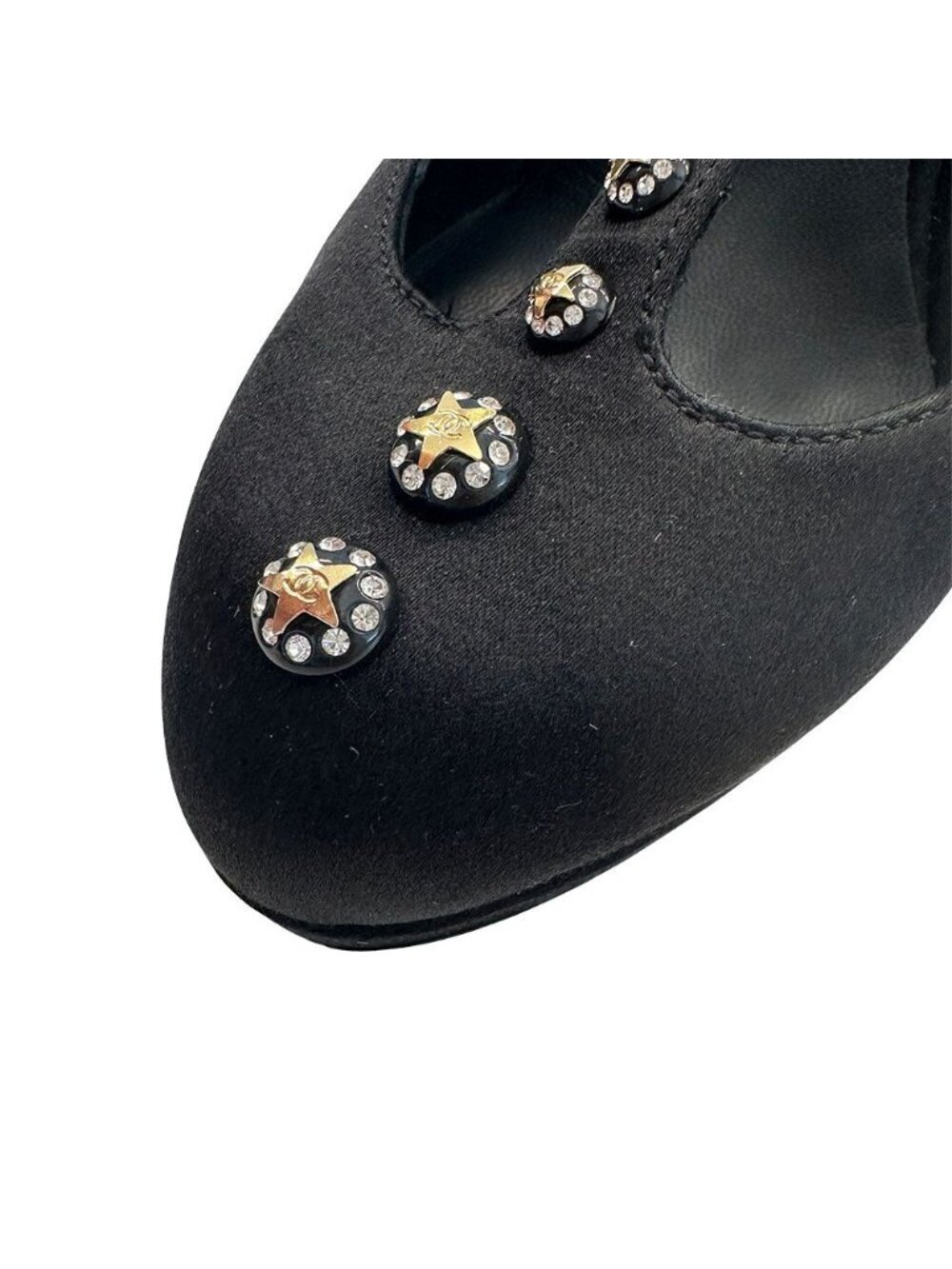 Chanel Shoes Leather Heels Black CC Logo Line - Picture 4 of 14